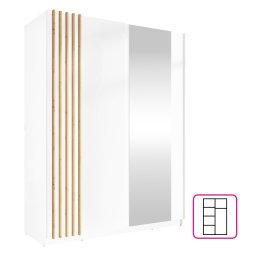 Kondela Skriňa, 2D-150, biela/dub artisan, BAJADERO TYP 1