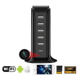 Nabíjacia stanica USB s kamerou Wifi s P2P (Android / iOS) - 6 portov nabíjacích USB