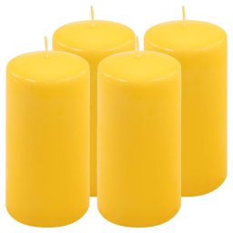 Sada stĺpových sviečok, 15 cm, Ø 7,5 cm, žltá, 4 ks