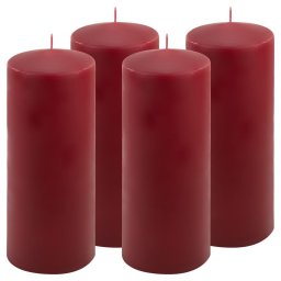 Sada stĺpových sviečok, 25 cm, Ø 10 cm, vínová, 4 ks
