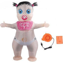 Nafukovací kostým - Dievča (Novorodenec) maskot s ventilátorom