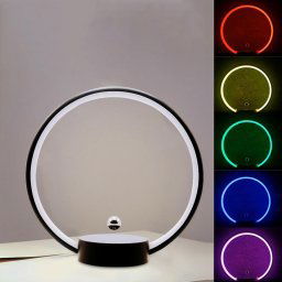 Magnetická kruhová nočná lampa s levitujúcou (vznášajúcou) guľôčkou a farebným RGB podsvietením