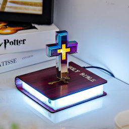 Levitujúci kríž magnetický vznášajúci sa s LED osvetlením farebným RGB - nočná lampa 10 efektov