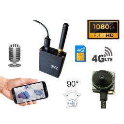 Mikro pinhole kamera FULL HD 90° uhol + audio - DVR modul LIVE prenos s podporou 4G SIM