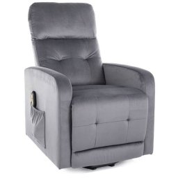 Elektrické relaxačné kreslo, sivá látka, Signal, OTUS II VELVET