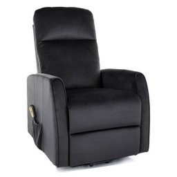 Elektrické kreslo, relaxačné, čierna látka, Signal, LETO VELVET