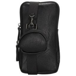 Čierna kožená kabelka na mobil + mini vrecúško „DuoCarry“ 2v1