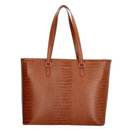 Hnedá vrúbkovaná shopper kabelka „Olympia“