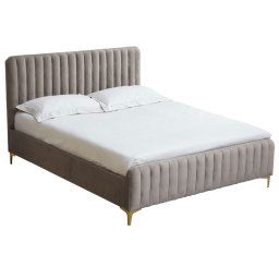 Kondela Posteľ, sivohnedá Taupe/gold chróm zlatý matný, 140x200, KAISA