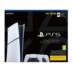 PlayStation 5 Digital (Model Slim) + PlayStation 5 DualSense Wireless Controller, black & white CFI-2016
