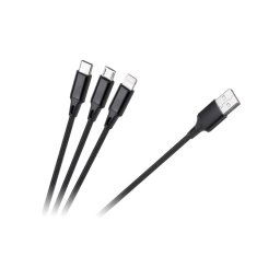 Kábel REBEL RB-6005-100-B USB 3v1 1m Black