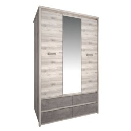 Kondela Skriňa, 126cm, kombinovaná, gaštan nairobi, onyx, zrkadlo, JESI 3D4S