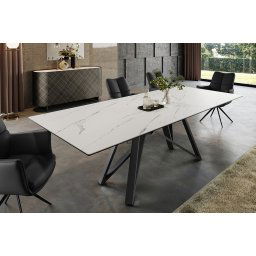 LuxD Rozťahovací keramický stôl Callen 160-200cm biely mramor