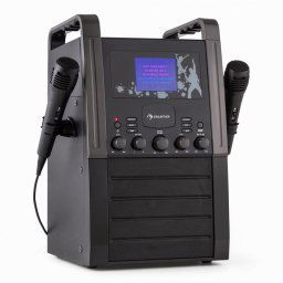Auna KA8P-V2 BK, čierna, karaoke systém s CD prehrávačom, AUX, 2 mikrofóny