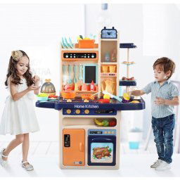 65 kusov Mama Kiddies KitchenKing set detsk kuchynka - v oranovo-modrej farbe