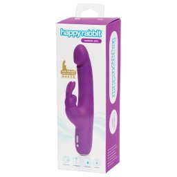 Happyrabbit Realistic Slim - nabjac vibrtor so stimultorom klitorisu (fialov)