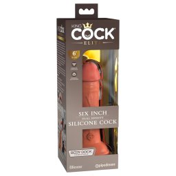 King Cock Elite - realistick dildo s prsavkou - 15 cm - tmav