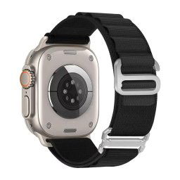 JP Nylonový remienok Alpine Loop s kovovou prackou, Apple Watch 1 / 2 / 3 / 4 / 5 / 6 / 7 / 8 / 9 / 10 / SE 1 / 2 / 3 (38 / 40 / 41 / 42 mm), čierny