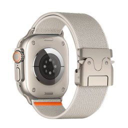 JP Luxusný nylonový remienok s prackou Parachute, Apple Watch 1 / 2 / 3 / 4 / 5 / 6 / 7 / 8 / 9 / 10 / SE 1 / 2 / 3 (38 / 40 / 41 / 42 mm), béžový