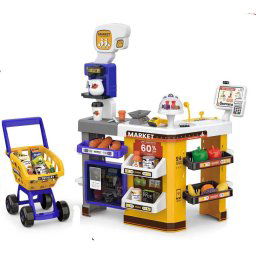 Luxusn supermarketov set s nkupnm vozkom, skenerom, pokladou a takou kariet