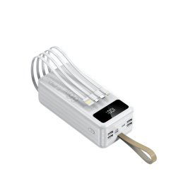 OEM Powerbanka 50 000 mAh, PD66W, 2,1A, 4 integrované káble + LED svetlo, biela