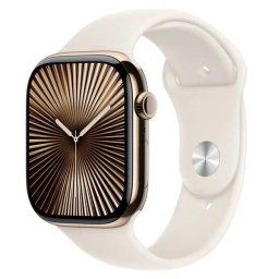 Apple Watch Series 10 GPS + Cellular 46mm Gold Titanium Case with Starlight Sport Band - ML MWYY3QCA