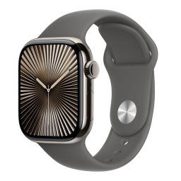 Apple Watch Series 10 GPS + Cellular 46mm Natural Titanium Case with Stone Grey Sport Band - SM MWY93QCA