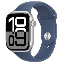 Apple Watch Series 10 GPS + Cellular 46mm Silver Aluminium Case with Denim Sport Band - SM MWY03QCA