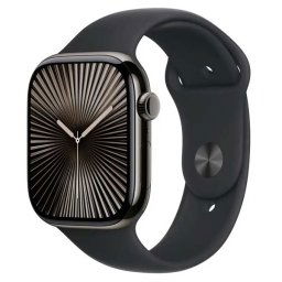 Apple Watch Series 10 GPS + Cellular 46mm Slate Titanium Case with Black Sport Band - SM MWYD3QCA