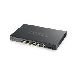 Zyxel GS1920-24HPv2, 28 Port Smart Managed PoE Switch 24x Gigabit Copper PoE and 4x Gigabit dual pers., hybrid mode, 375 Watt PoE GS192024HPV2-EU0101F