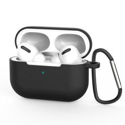 Hurtel Silikónové mäkké púzdro na AirPods Pro s karabínkou na kľúče, čierne (púzdro D)