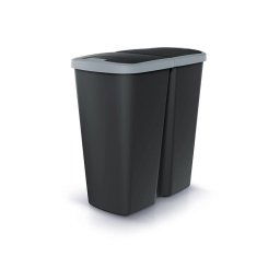 Kôš odpadkový COMPACTA Q DUO čierna so svetlo šedým vekom 45l