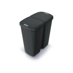 Kôš odpadkový COMPACTA Q DUO recyklovaná čierna s čiernym vekom 45l