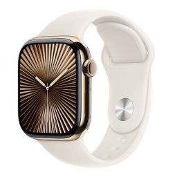 Apple Watch Series 10 GPS + Cellular 46mm Gold Titanium Case with Starlight Sport Band - ML *Renovovaný* MWYY3QCA