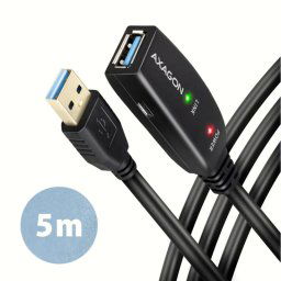 AXAGON ADR-305, USB 3.2 Gen 1 A-M -> A-F aktívny predlžovací repeater kábel, 5m ADR-305