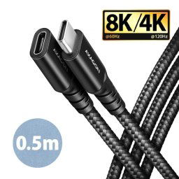 AXAGON BUCM32-CF05AB predlžovací kábel USB-C (M) USB-C (F), 0.5m, USB 20Gbps, PD 240W 5A, 8K HD, ALU, oplet, čierny BUCM32-CF05AB
