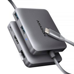 AXAGON HMC-5HL USB 5Gbps hub, 2x USB-A, HDMI 4k60Hz, RJ-45 GLAN, PD 100W, kábel USB-C 20cm HMC-5HL