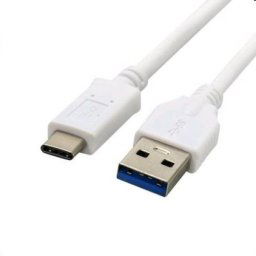 Kábel C-TECH USB 3.0 AM na Type-C kábel (AMCM), 2m, biely CB-USB3C-20W