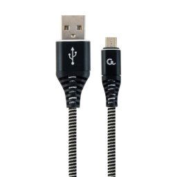 Kábel CABLEXPERT USB 2.0 AM na MicroUSB (AMBM), 2m, opletený, černo-biely, blister, PREMIUM QUALITY CC-USB2B-AMmBM-2M-BW