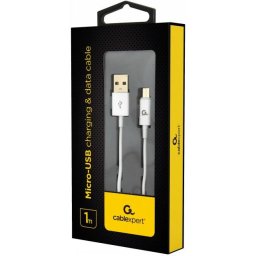 Kábel CABLEXPERT USB 2.0 AM na MicroUSB kábel (AMBM), 1m, biely CC-USB2P-AMmBM-1M-W