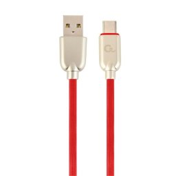 Kábel CABLEXPERT USB 2.0 AM na Type-C kábel (AMCM), 1m, pogumovaný, červený, blister, PREMIUM QUALITY CC-USB2R-AMCM-1M-R