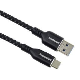 PremiumCord kábel USB-C - USB 3.0 A (USB 3.2 gen1, 3A, 5Gbits) bavlnený oplet a hliníkové konektory 1m ku31cx1