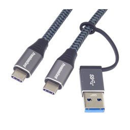 PremiumCord USB-C kábel (USB 3.2 GEN 2x2, 5A, 100W, 20Gbits) 2m, bavlnený oplet ku31cq2