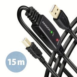 AXAGON ADR-215B, USB 2.0 A-M -> B-M aktivní propojovací repeater kabel, 15m ADR-215B