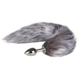 Easytoys Fox NO5 - kovov anl plug s lm chvostom (strieborn-strieborn)