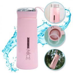 Livefy sklenená fľaša Bottly 400ml, ružová