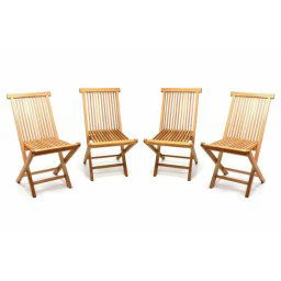 Sada 4 kusov - záhradné skladacie stoličky DIVERO - teak