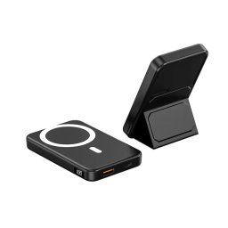 OEM UltraThin Magsafe bezdrôtová powerbanka so stojanom a digitálnym displejom, 10000mAh, 22,5 W, Quick Charge 3.0, PD20W, čierna