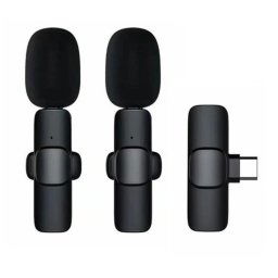 OEM Bezdrôtový mikrofón K1, USB-C, čierny, 2 kusy