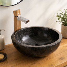 Kamenné umývadlo Gemma 501 leštený mramor Ø45 cm, black